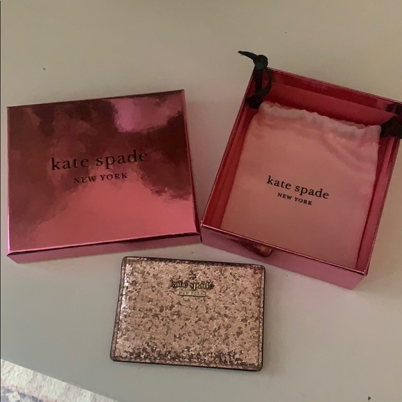 ROSE GOLD KATE SPADE GLITTER CARD HOLDER - Picture 1 of 5